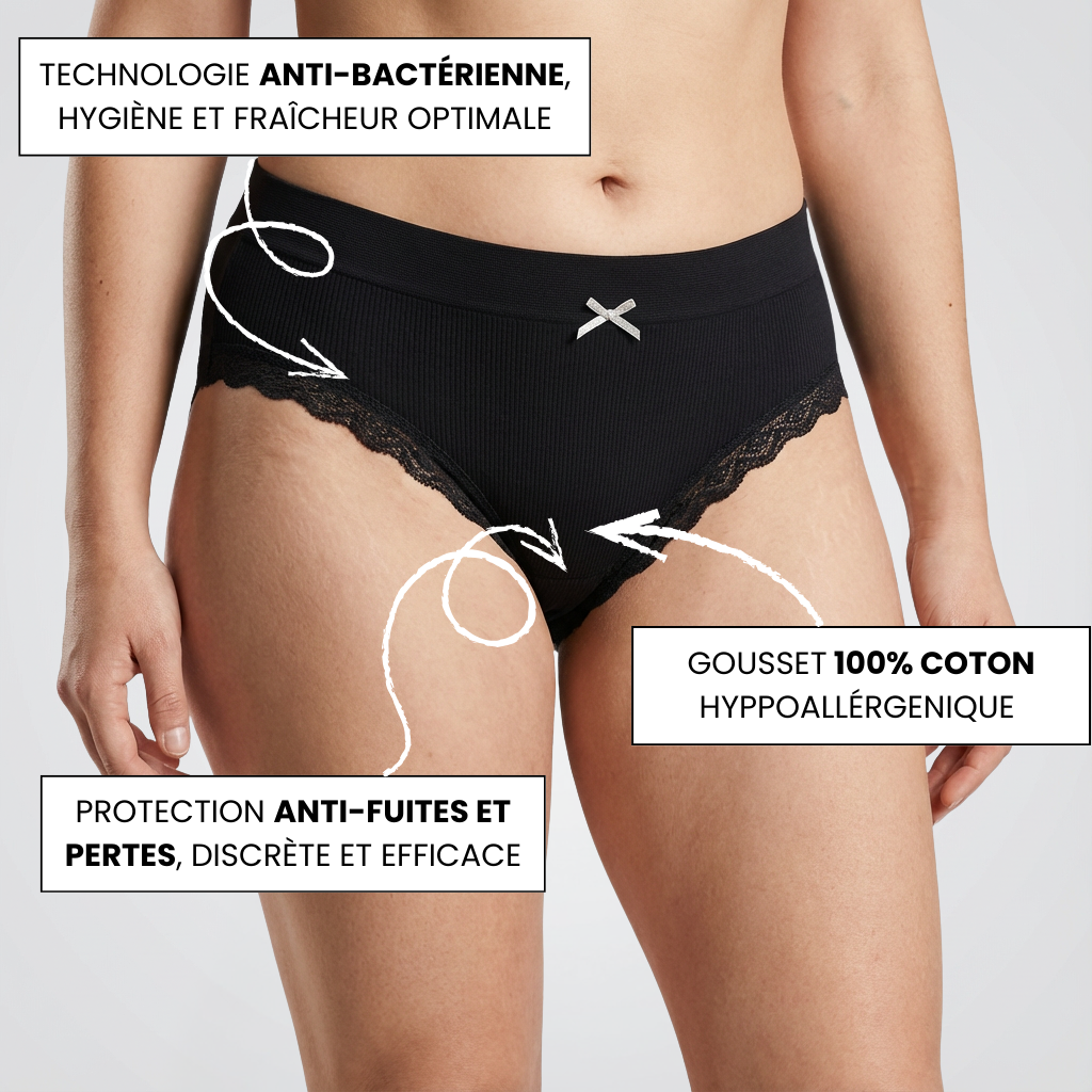 Lot de 7 Culottes d'Incontinence - Noir