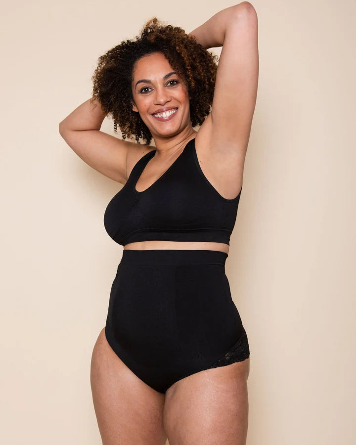 Culotte gainante en dentelle - Noir