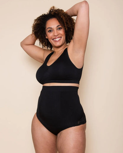 Culotte gainante en dentelle - Noir