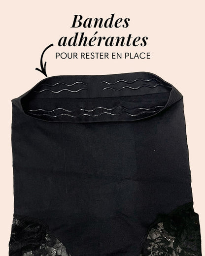 Culotte gainante en dentelle - Noir